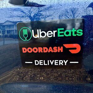 Reflective UberEats DoorDash Car Magnet - Removable Decal - Delivery Driver